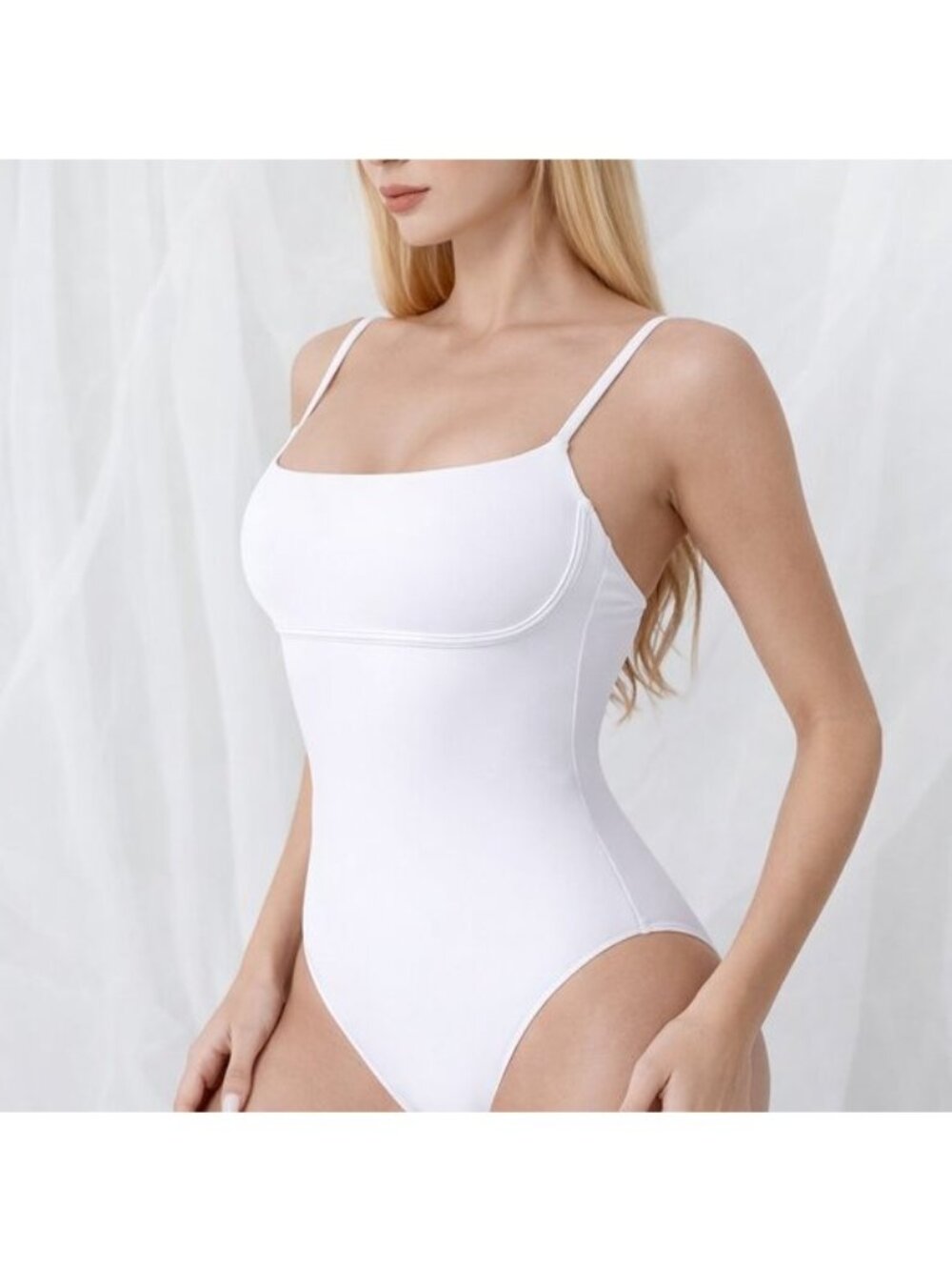 B5 Medium White One-Piece Swimsuit  Cheeky Tummy Control Monokini NWT - Picture 2 of 3